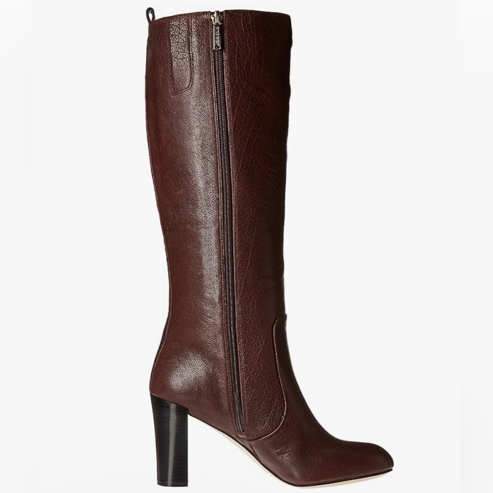 Nine West Sabora Brown Leather High Heel Winter Boots Size 8 - Picture 3 of 10
